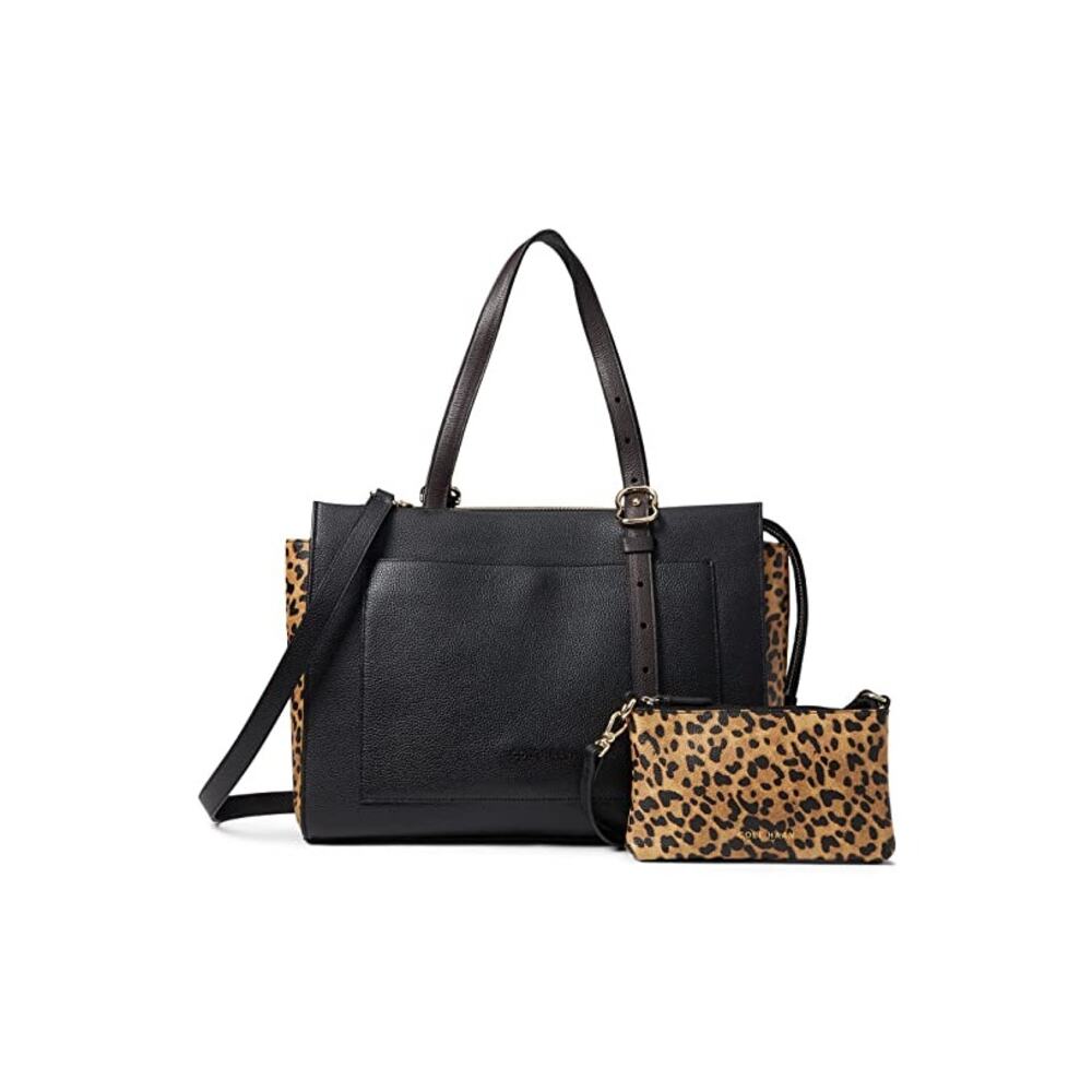 NWT Cole Haan Women 3-in-1 Tote Handbags ,Leopard Print/Black/Dark Chocolate- OS